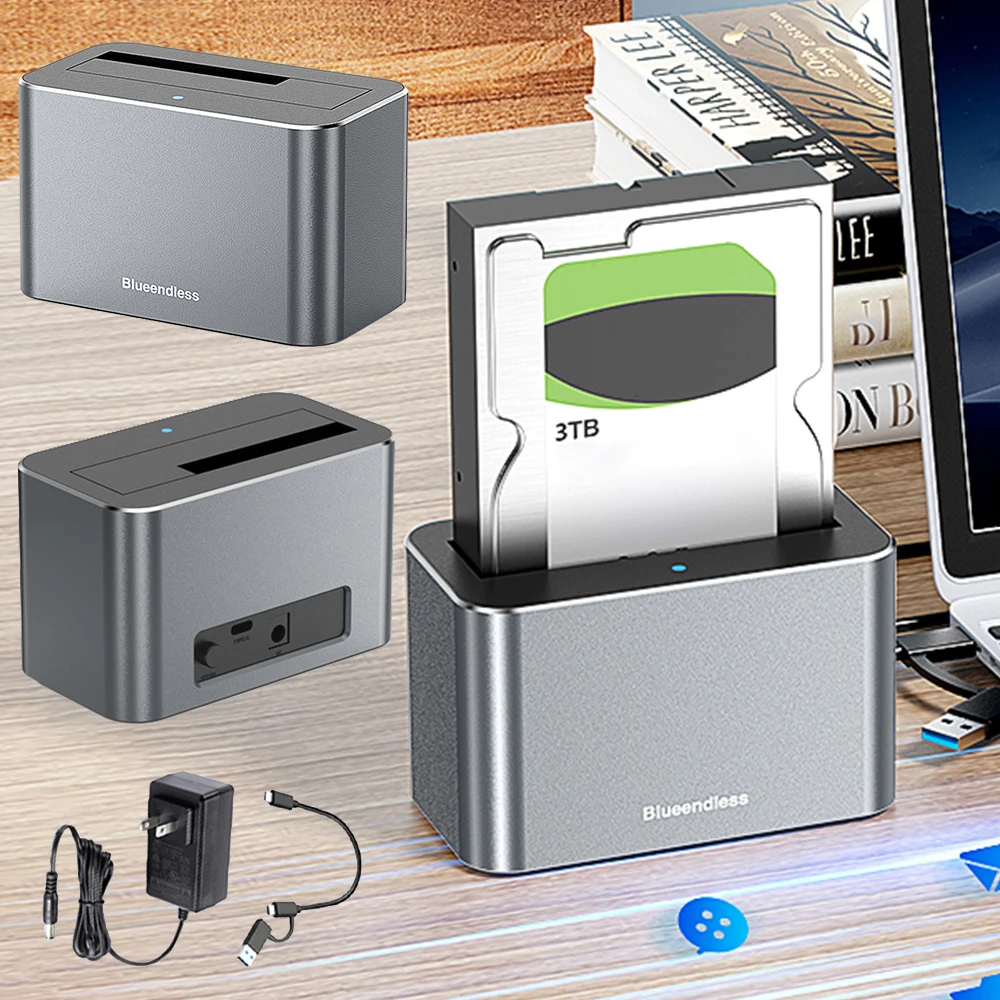 Hard Drive Dock SAS/SATA Hard Drive Enclosure 5Gbps USB External Disk Box Enclosure Case for 2.5 & 3.5 Inch SATA/SAS HDD SSD 2